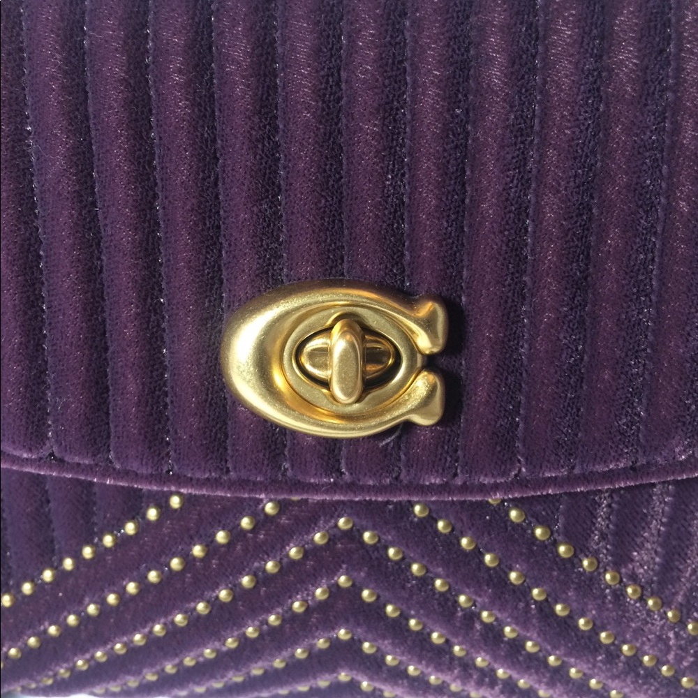COACH Purple Quilted Velvet Mini Parker Bag - Picture 3 of 6
